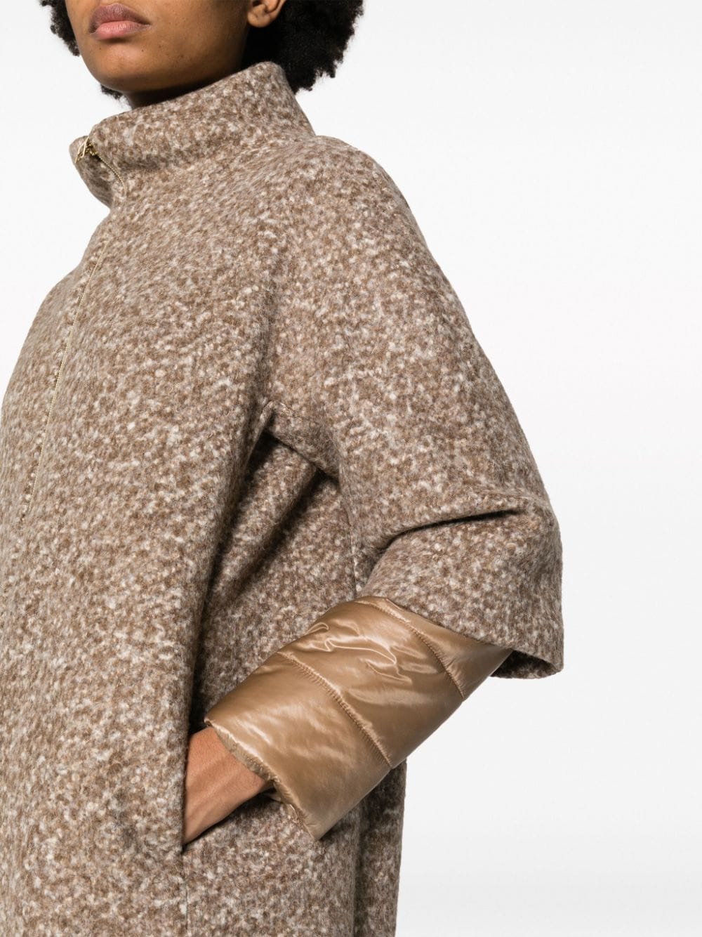 Shop Herno Panelled Zip-up Coat In Nude