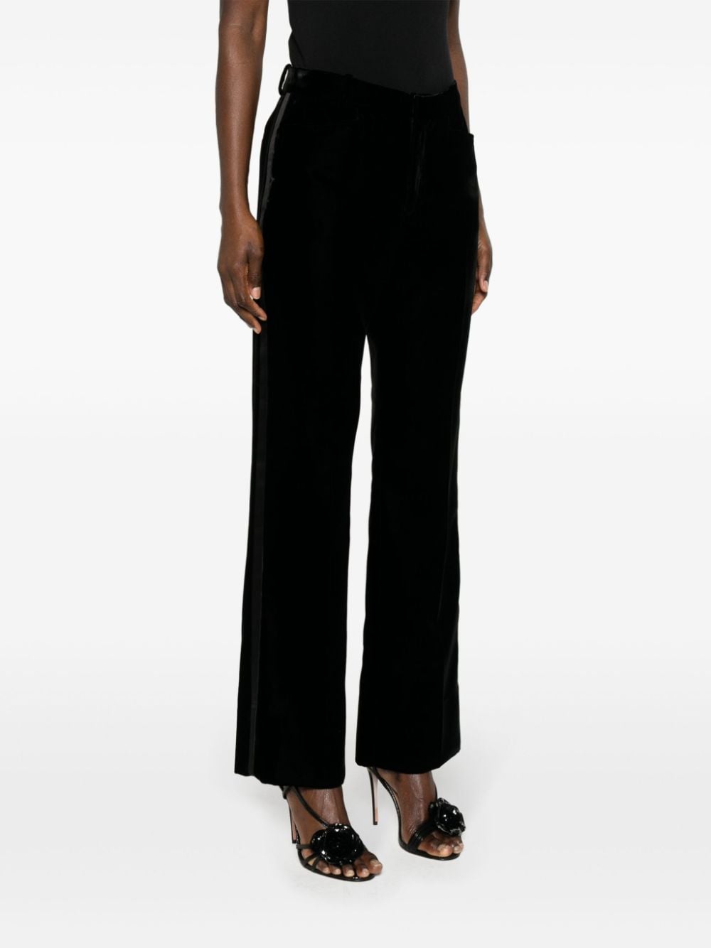 Shop Tom Ford Mid-rise Tailored Velvet Trousers In Black