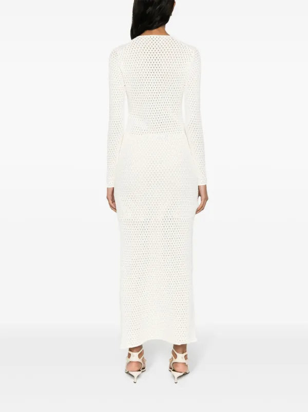 Openwork Stretch Viscose Knit V-Neck Maxi Dress | TOM FORD | OFF White Openwork Stretch Viscose Knit V-Neck Maxi Dress | TOM FORD | OFF White