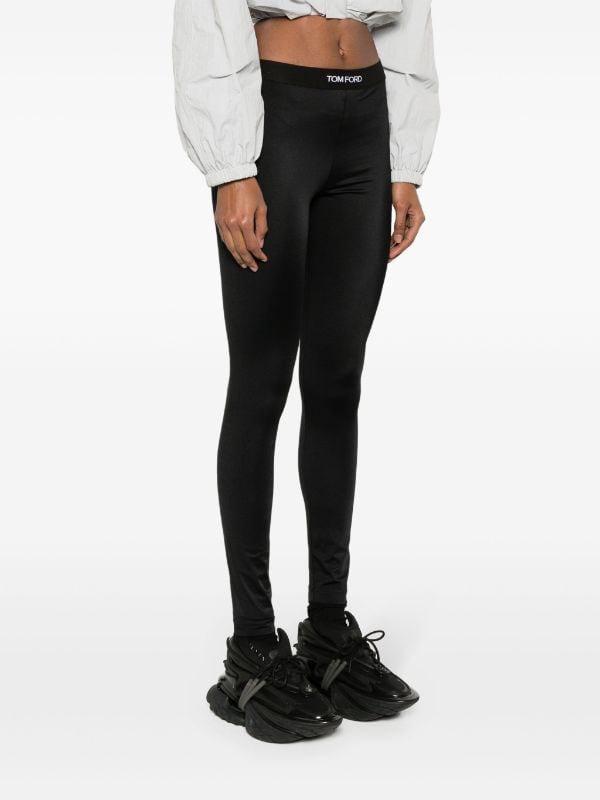 Tom Ford Abstract-print Logo-waistband Leggings In Black ,white