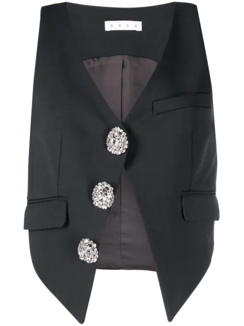 AREA crystal-embellished V-neck top