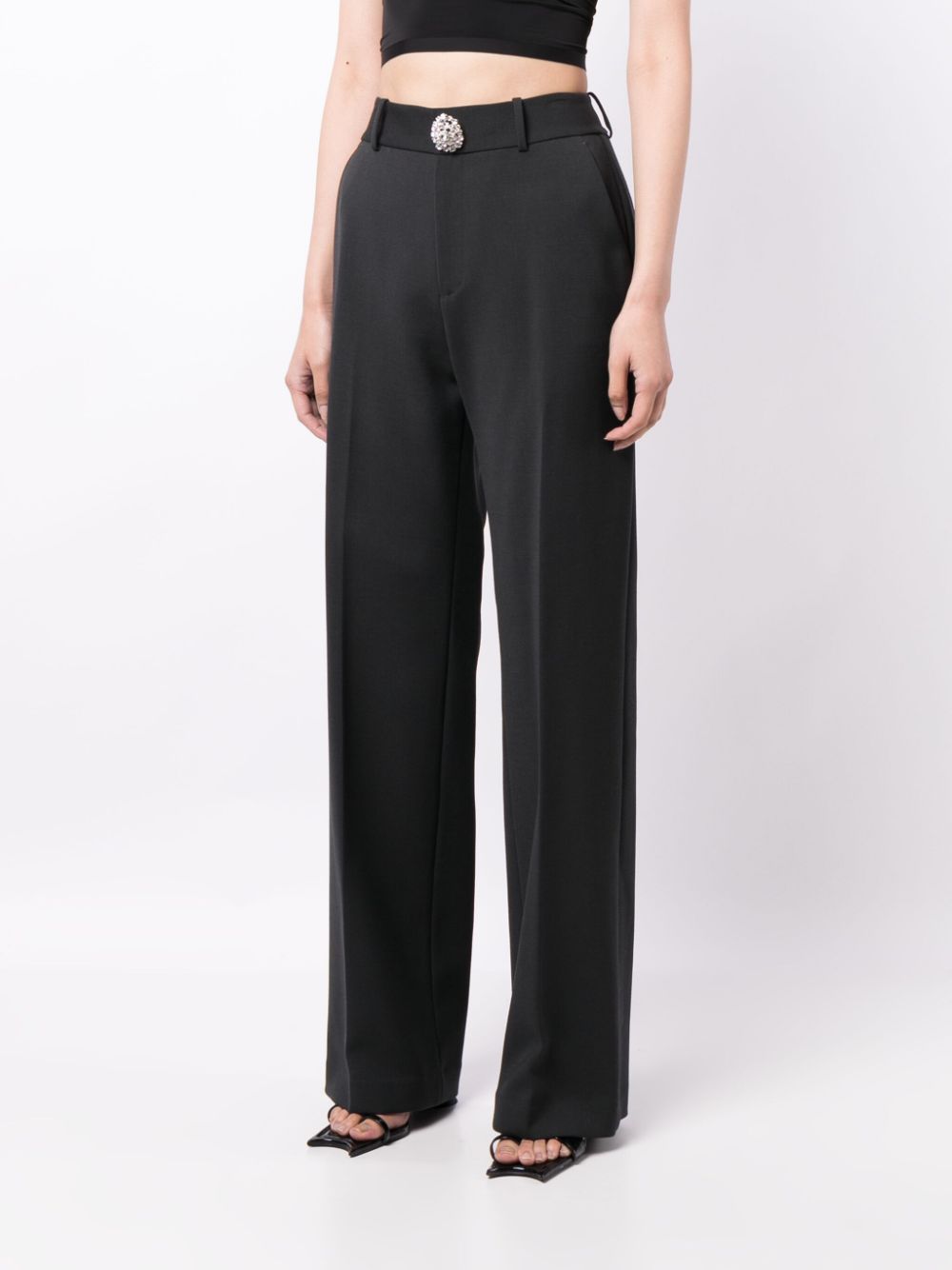 Shop Area Crystal-embellished Cut-out Tailored Trousers In Grau