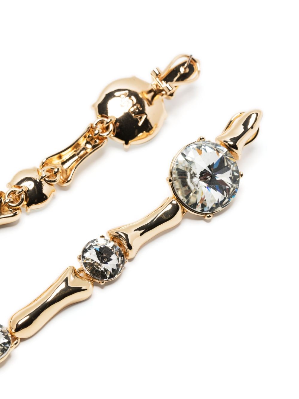 Shop Area Long Bone Crystal Embellished Drop Earrings In Gold