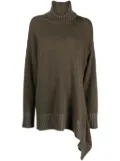 Ziggy Chen roll-neck asymmetric wool jumper - Green