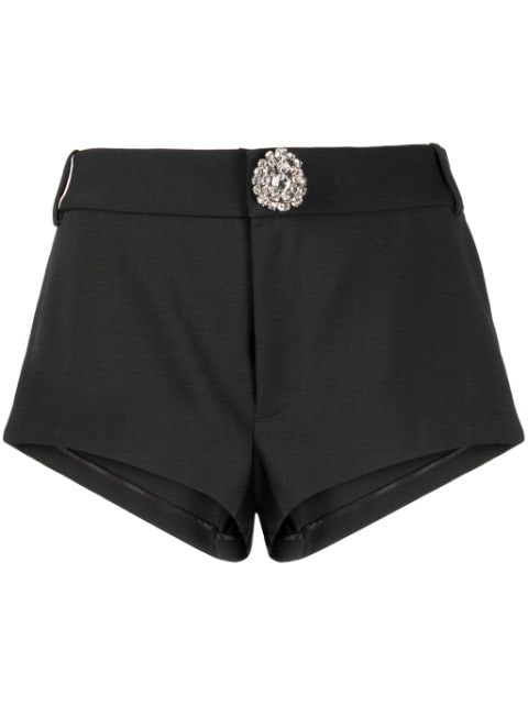 AREA crystal-embellished virgin wool mini shorts