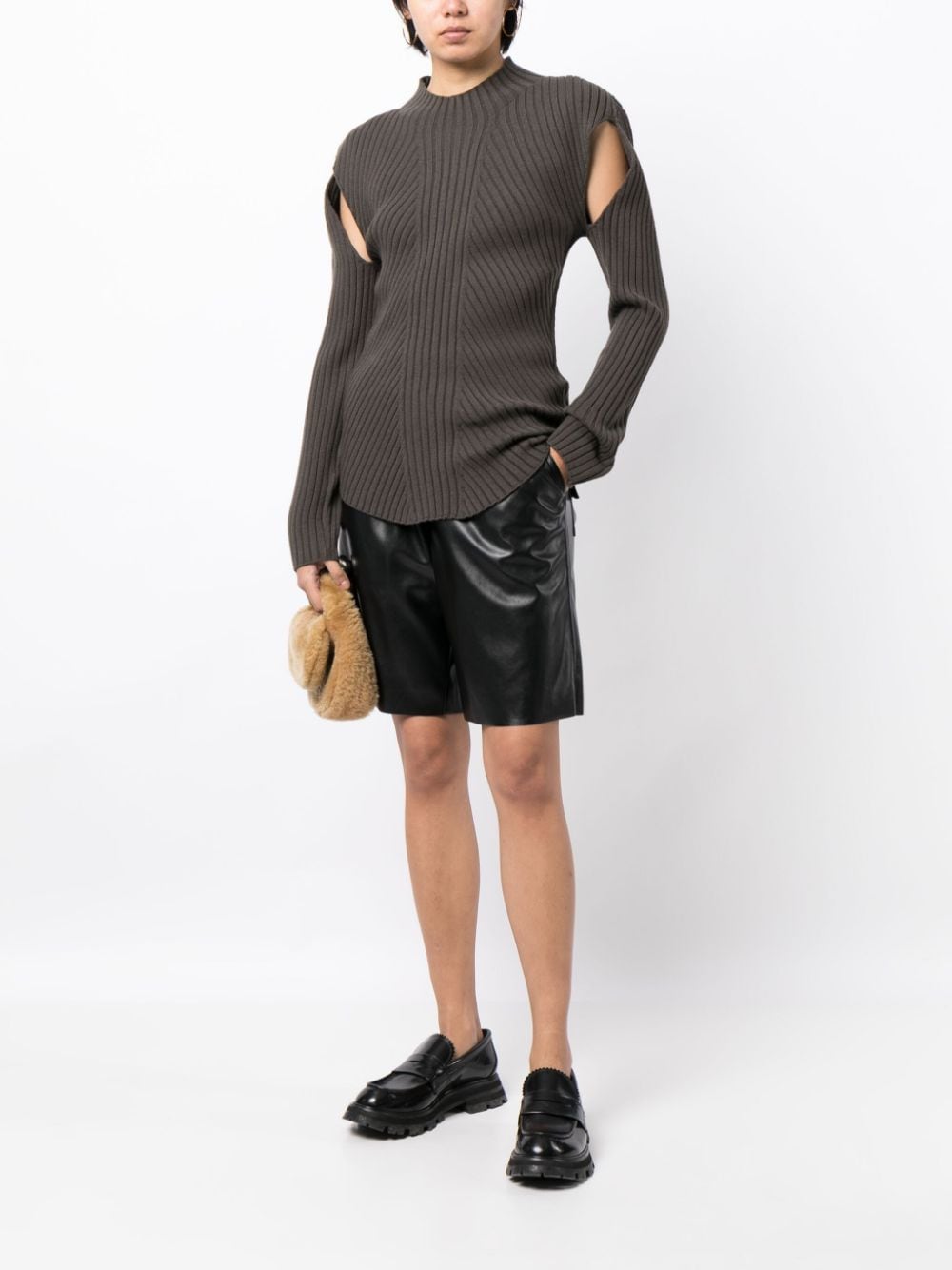 Low Classic cut-out detailing ribbed-knit jumper - Groen