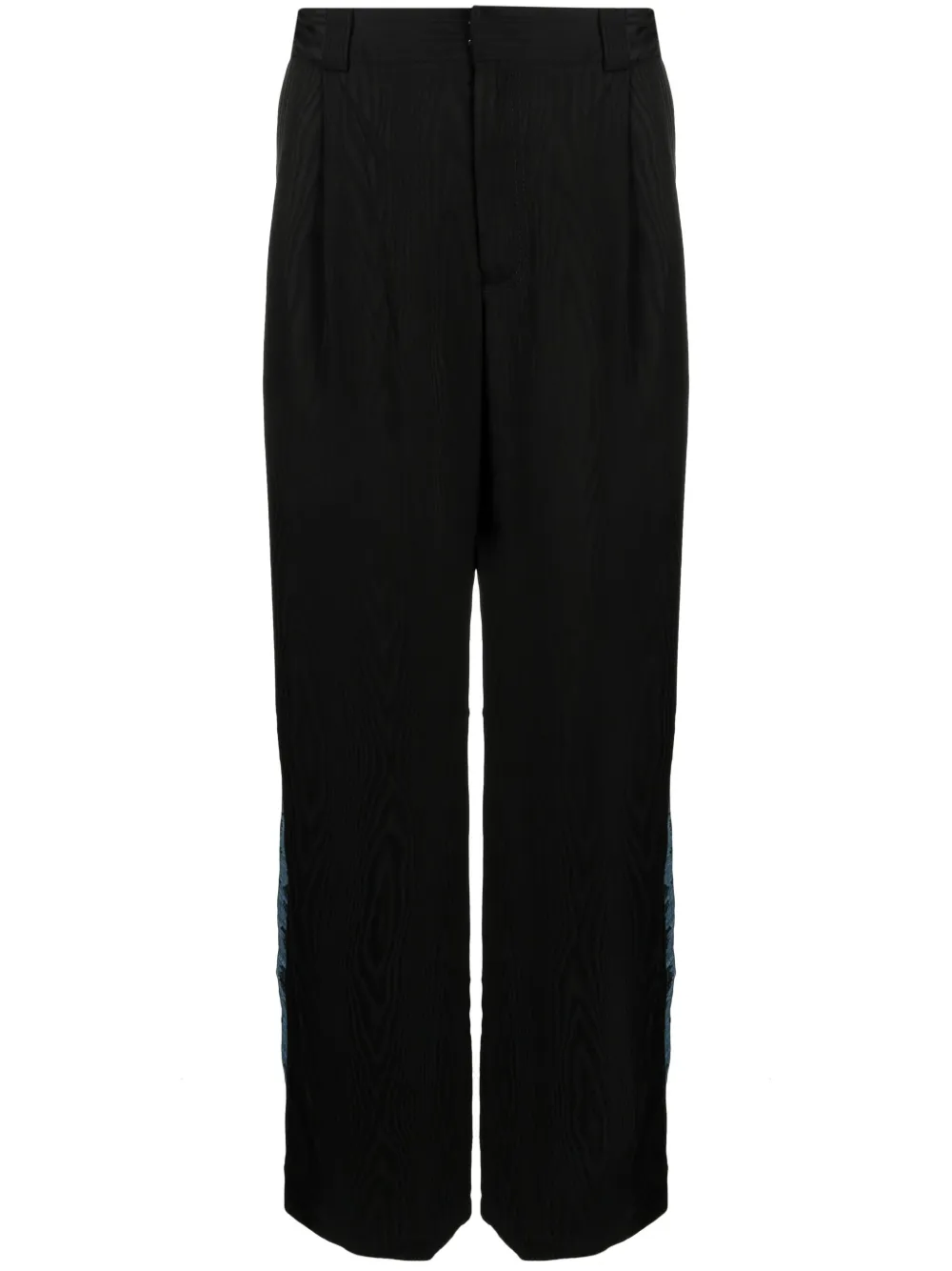 Ahluwalia Panelled Pleat-detail Straight-leg Trousers In Black