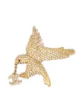 CHANEL Pre-Owned 2001 rhinestone-embellished eagle brooch - Gold