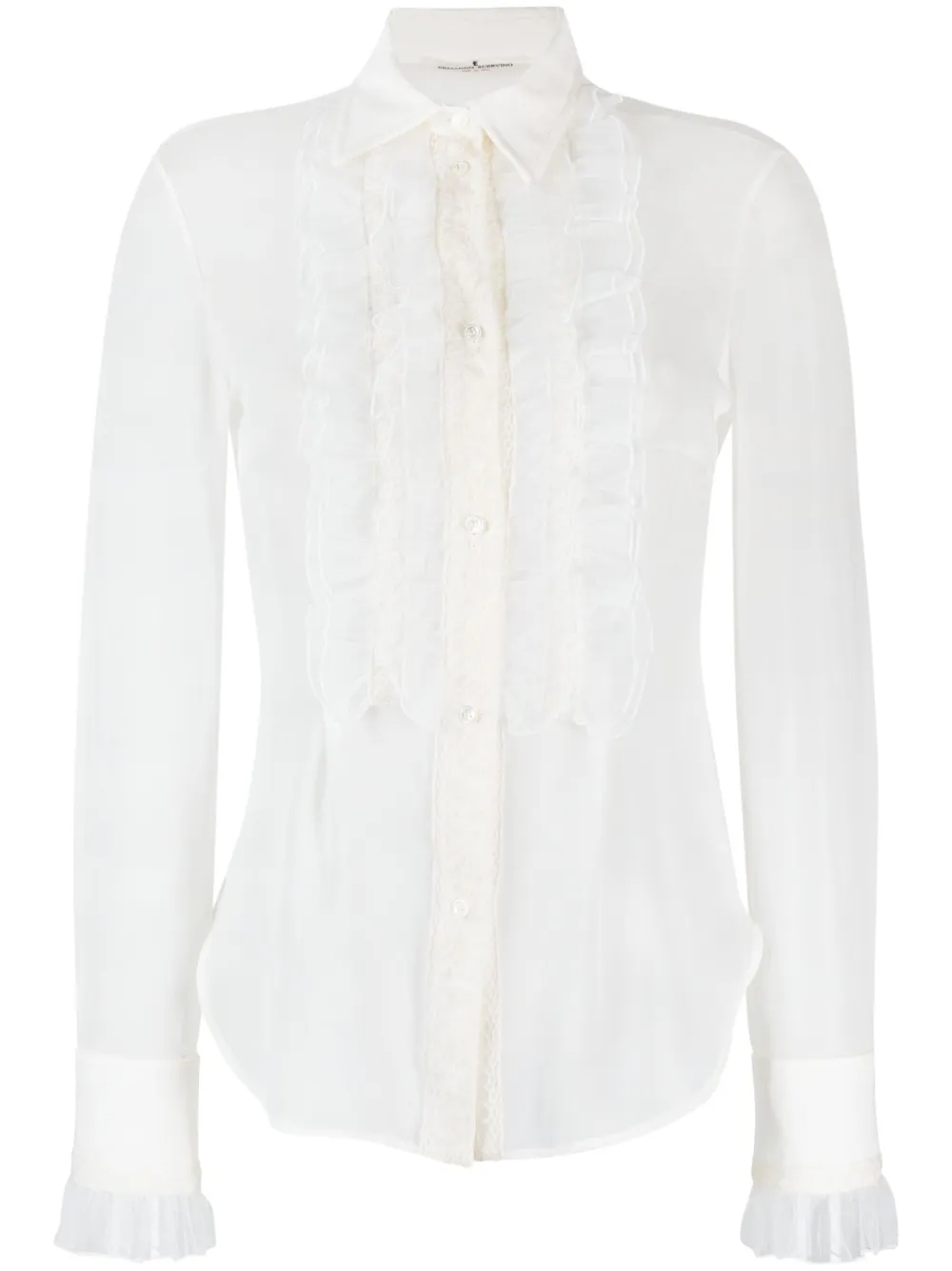 Ermanno Scervino Ruffle-detailing Silk Shirt In White