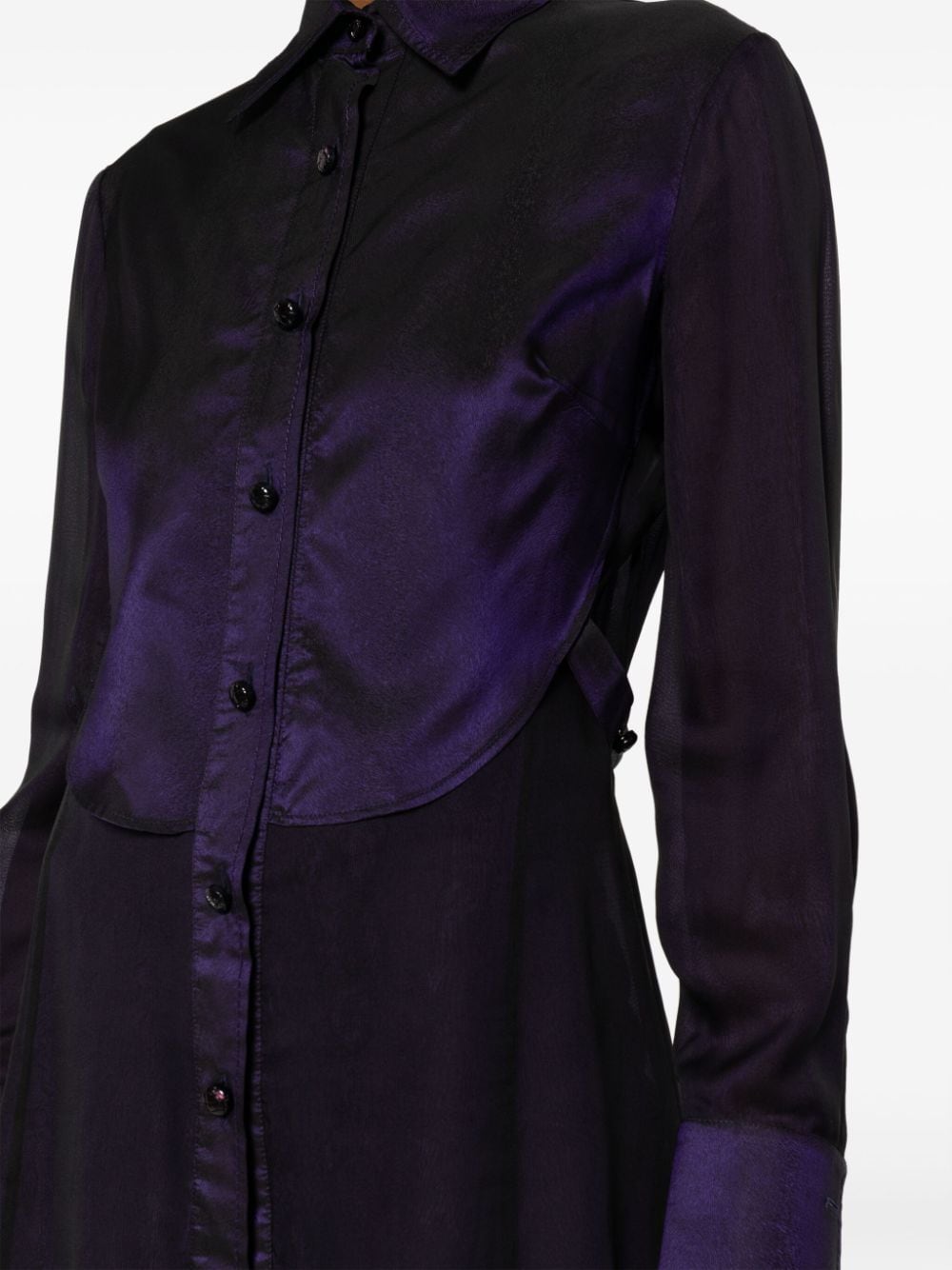 Pre-owned Gianfranco Ferre 1990s Sheer-panelled Silk-blend Shirt In Purple