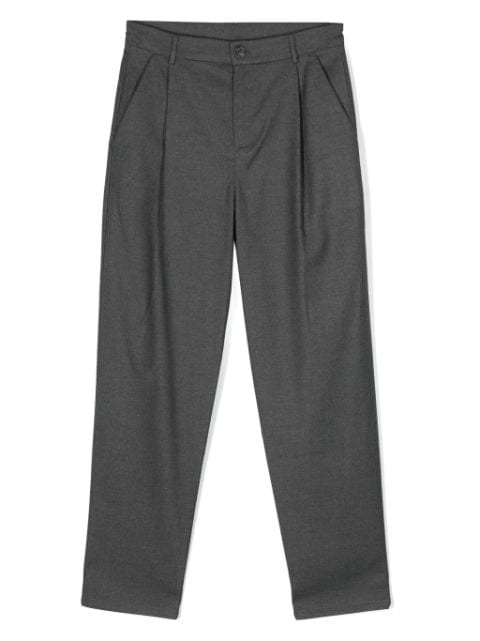 Douuod Kids box-pleat tapered cotton trousers