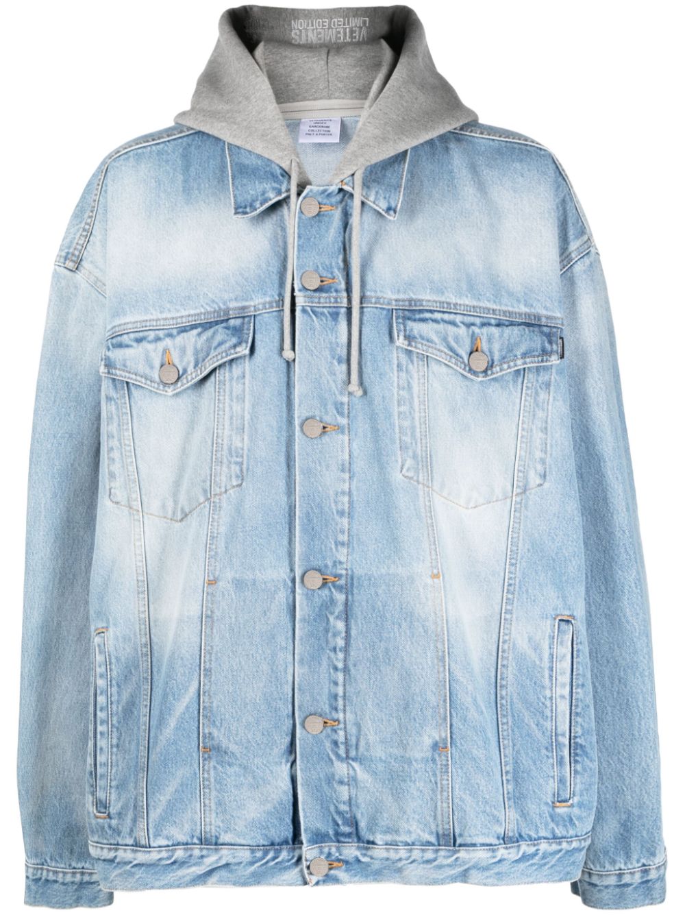 Blue Stonewashed-denim hooded jacket, Balenciaga