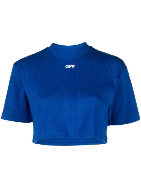 Off-White logo-print cropped T-shirt