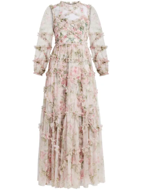 Needle & Thread floral-print ruffled dress 