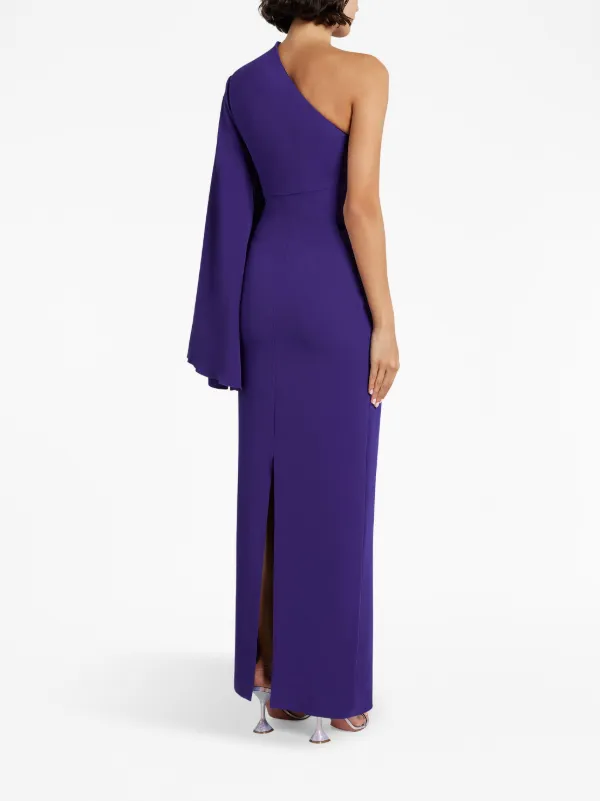 One shoulder long top sleeve long dress