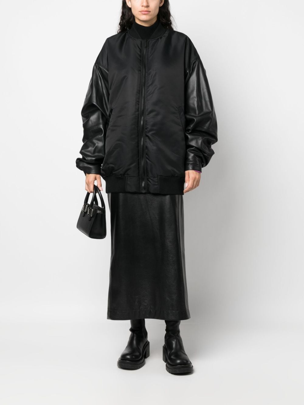 Shop Rev Oversize High-neck Bomber Jacket In Black