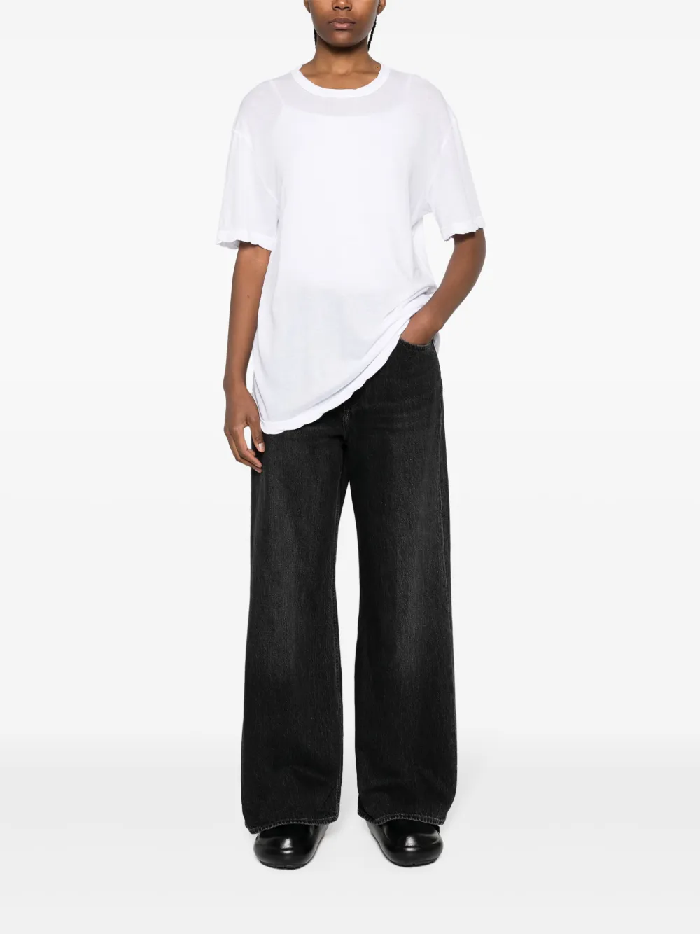 James Perse Blouse met gewelfde afwerking Wit