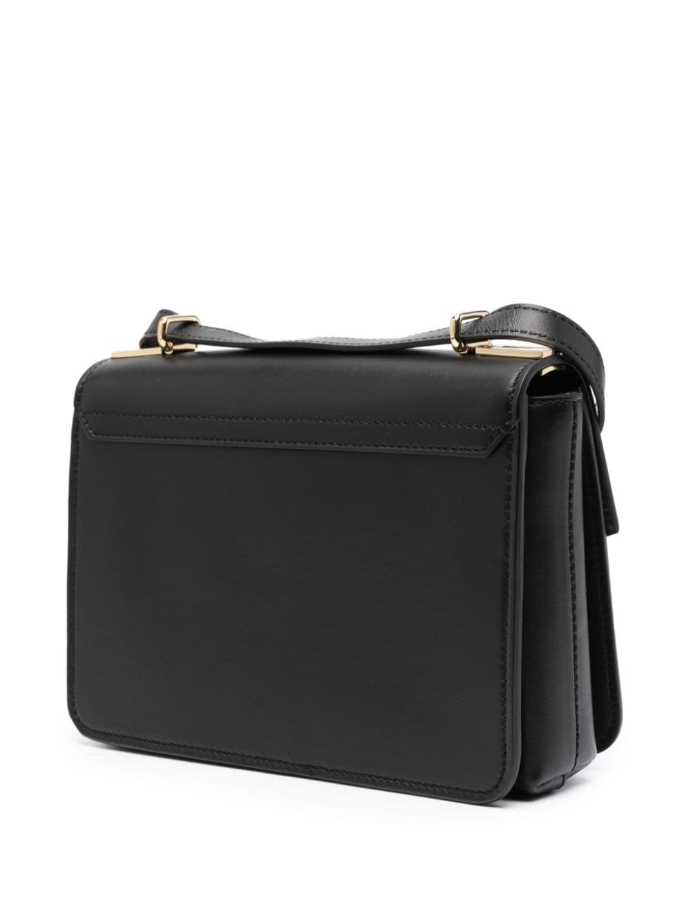 Shop Lancel Roxane Flap Leather Bag In Black