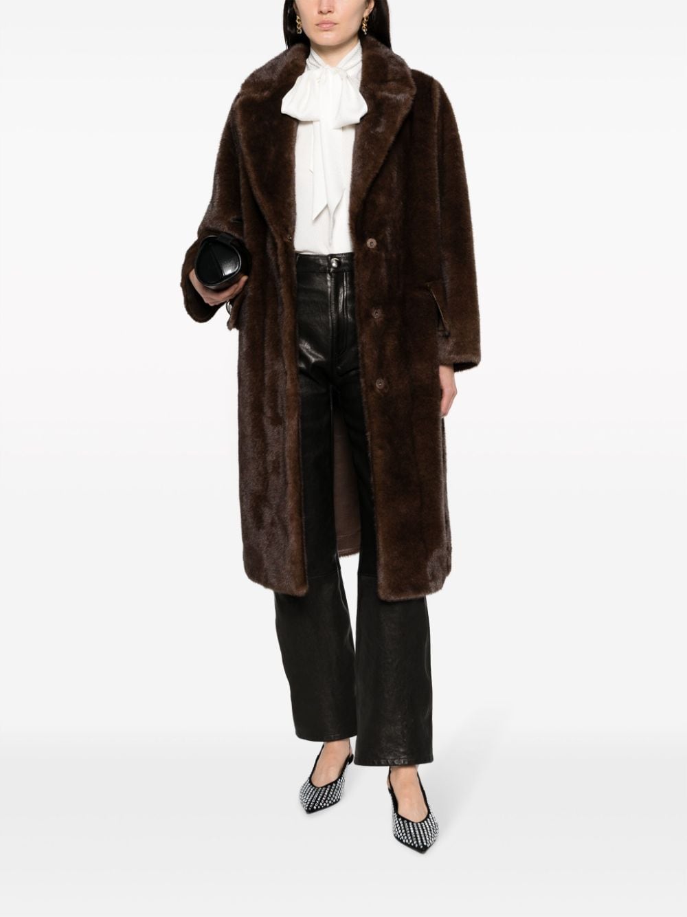 S.W.O.R.D 6.6.44 faux-fur notched-lapels coat - Bruin