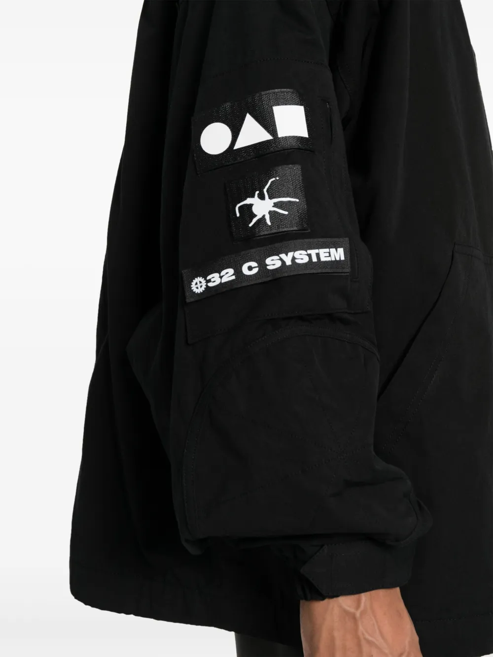 Shop 032c Stronger Multiple-patch Cotton Hoodie In Black