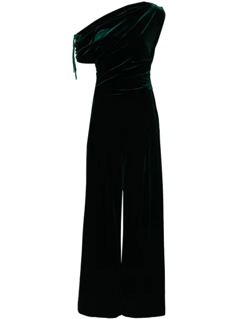 Talbot Runhof jumpsuit de terciopelo con detalle fruncido