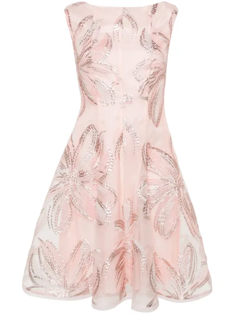 Talbot Runhof floral-appliqué lurex dress