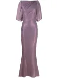 Talbot Runhof plissé-effect lurex gown - Purple