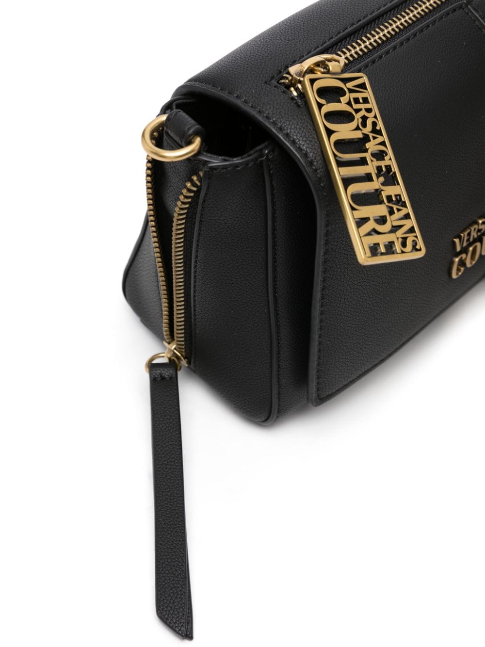 Shop Versace Jeans Couture Logo-plaque Crossbody Bag In Black