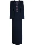 Jenny Packham Lucille crystal-embellished cape dress - Blue