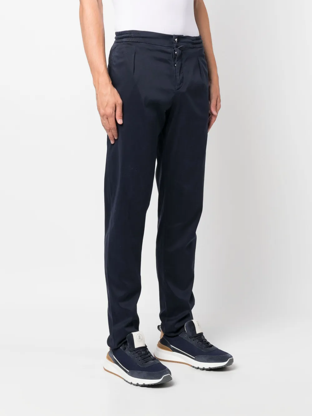 KITON LOGO-PATCH STRAIGHT-LEG TROUSERS 