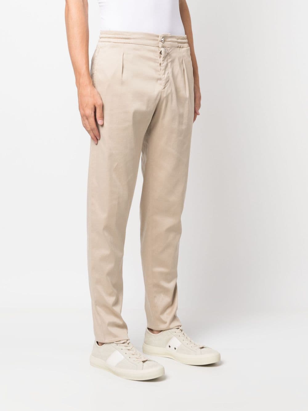 Shop Kiton Logo-patch Chino Trousers In Neutrals