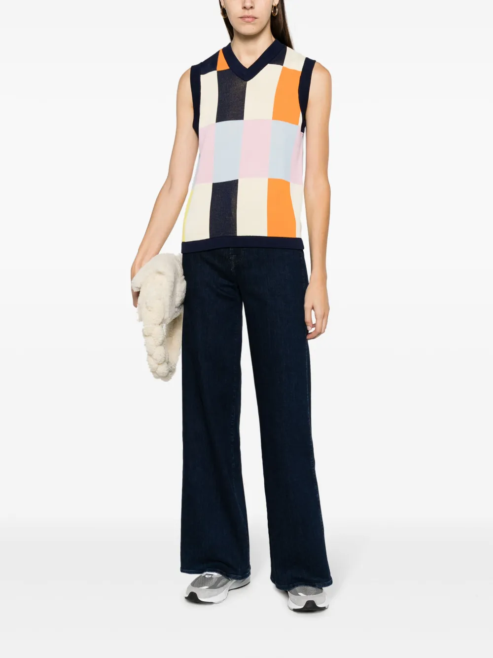 Stine Goya check-print sleeveless top - Blauw