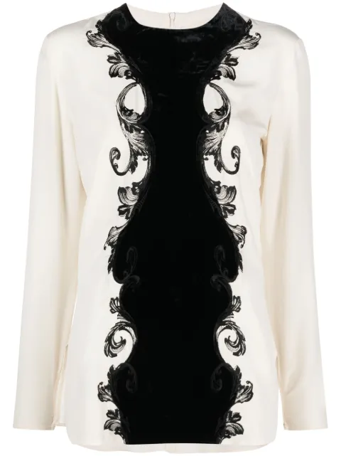 Gianfranco Ferré Pre-Owned 1990s velvet-trim silk blouse