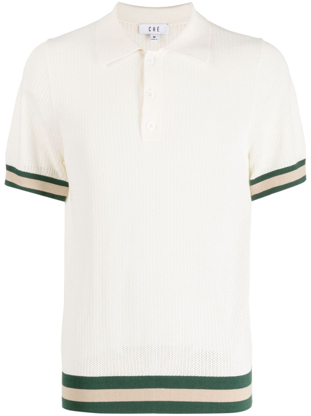 Che Quinn Open-knit Cotton Polo Shirt In White