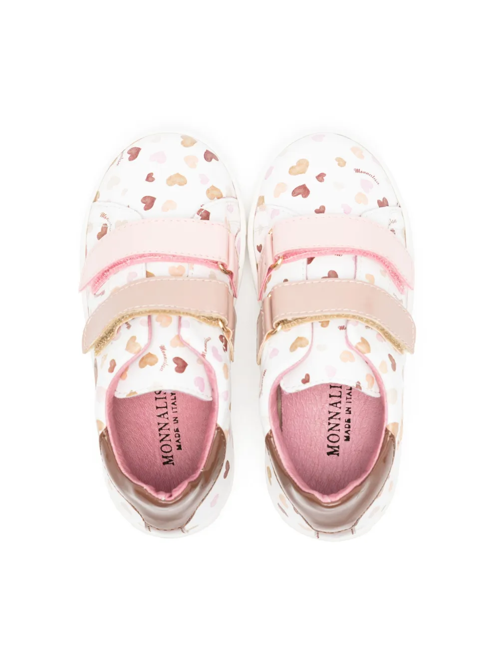 Shop Monnalisa Heart-print Leather Sneakers In White