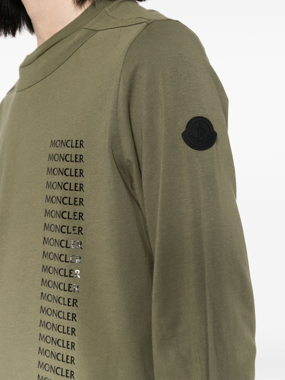 Shop Moncler Logo-print Cotton Sweatshirt In Green