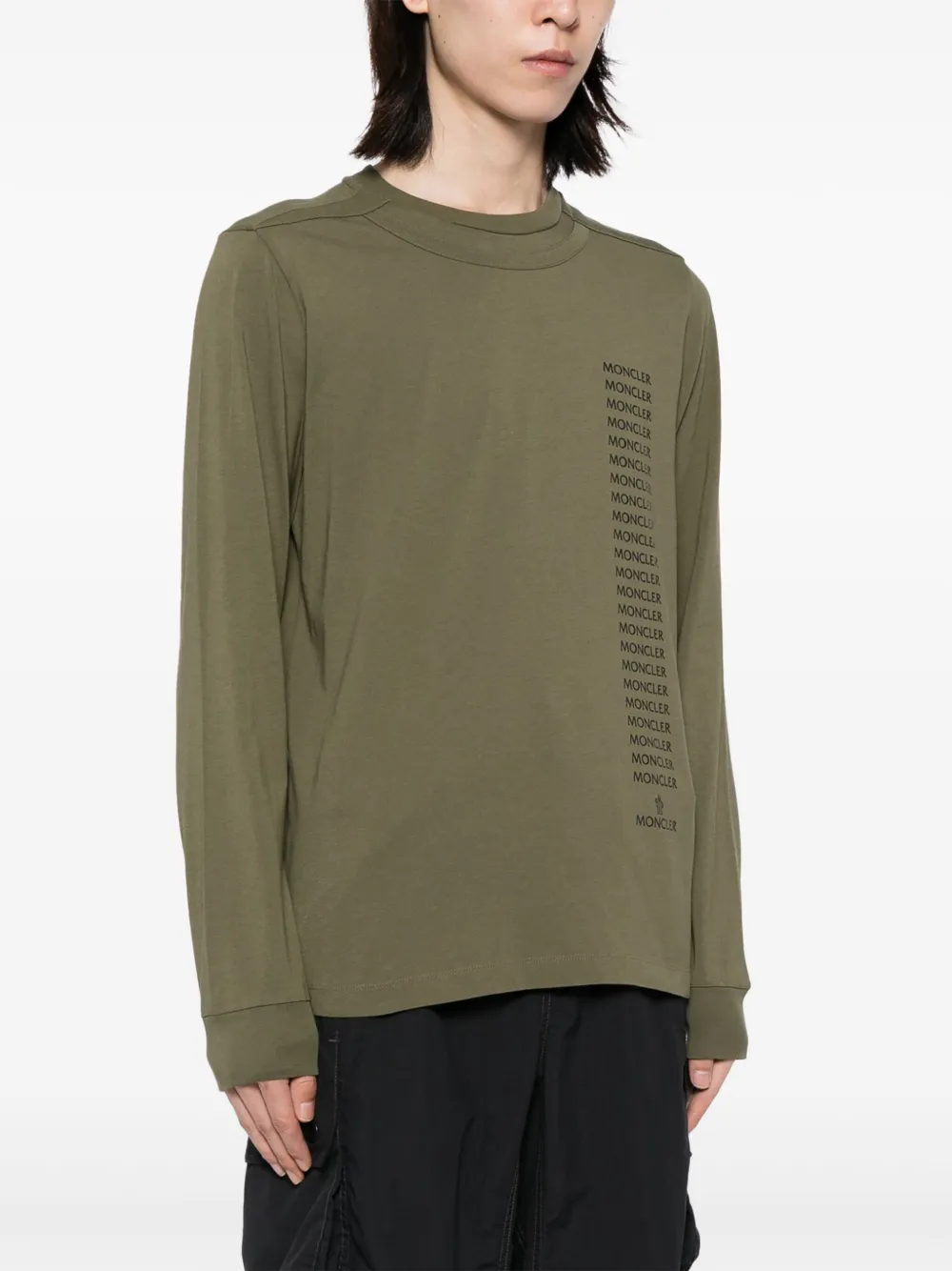 Shop Moncler Logo-print Cotton Sweatshirt In Green