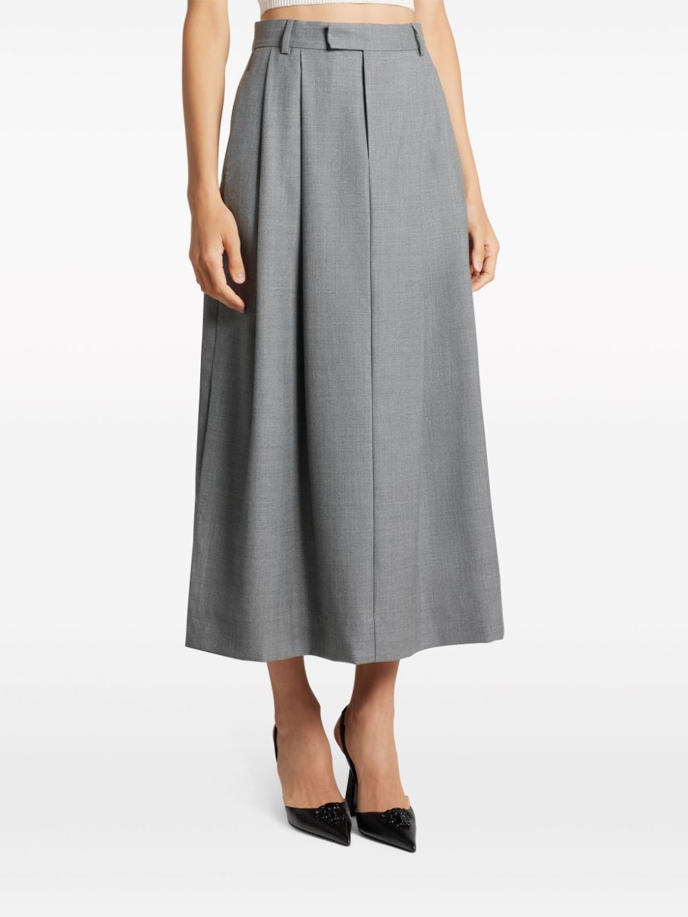 Shop Bite Studios A-line Wool Midi Skirt In Grey