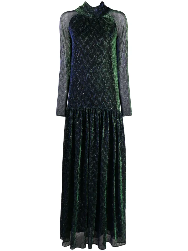 Talbot Runhof high-neck Lurex Gown | Green | FARFETCH JO