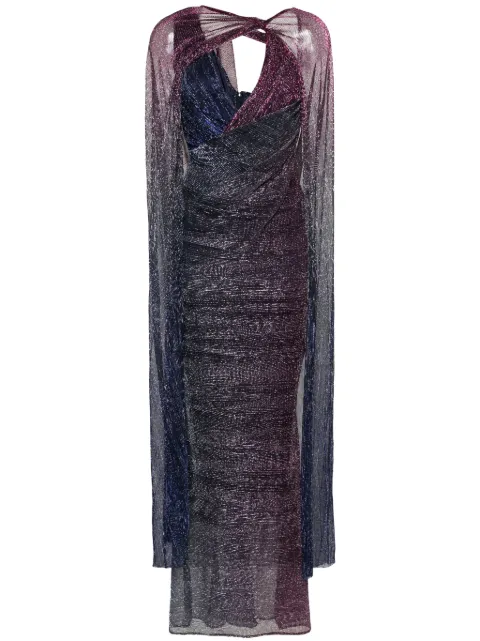 Talbot Runhof cape-detail lurex gown