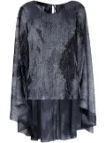 Talbot Runhof fine-ribbed lurex cape blouse - Blue