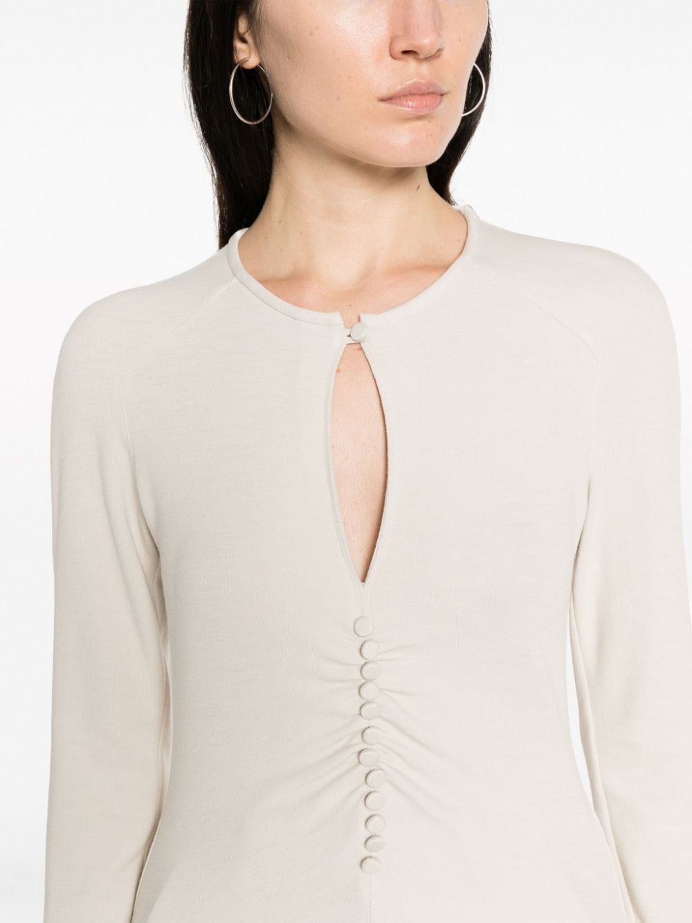 Shop Isabel Marant Keyhole-neck Long-sleeve Blouse In Neutrals