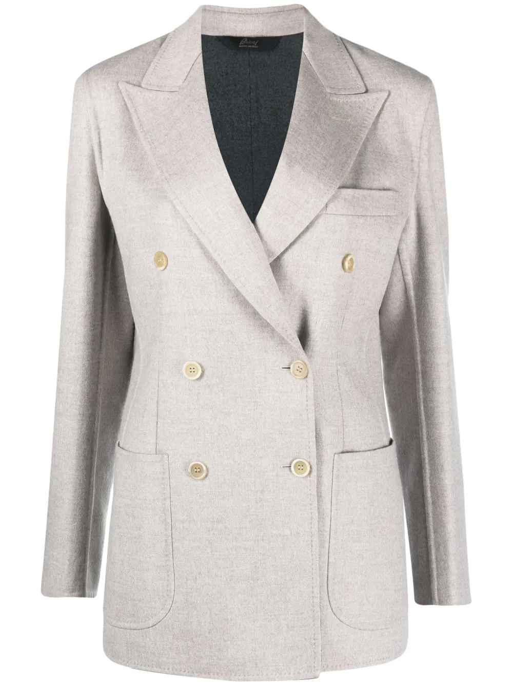 Brioni Mélange-effect Double-breasted Blazer In Neutrals