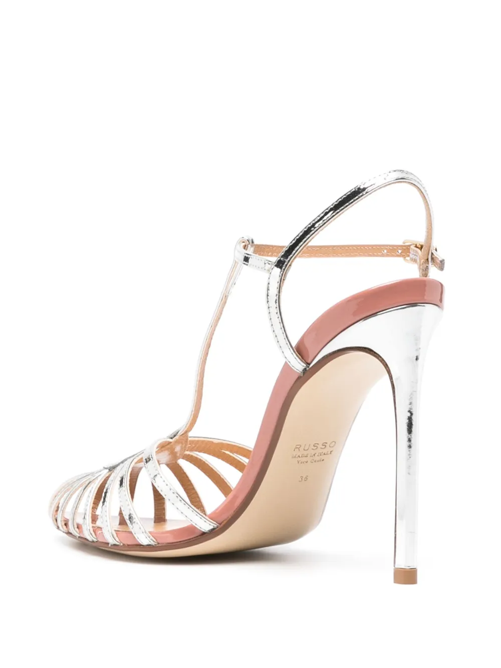 Francesco Russo 105mm Metallic-effect Patent-leather Sandals In Silver