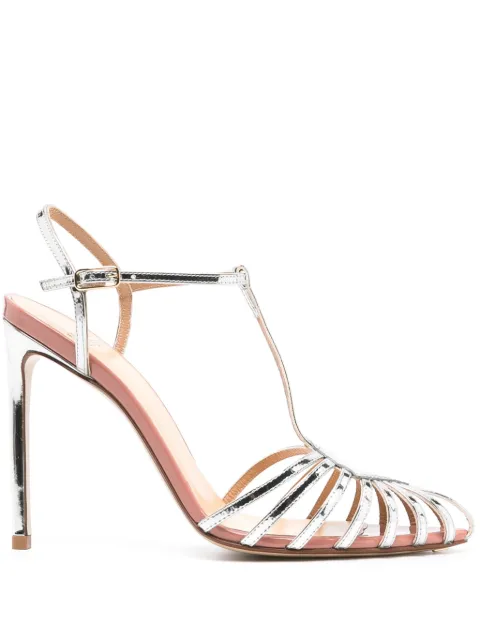 Francesco Russo 105mm metallic-effect patent-leather sandals 