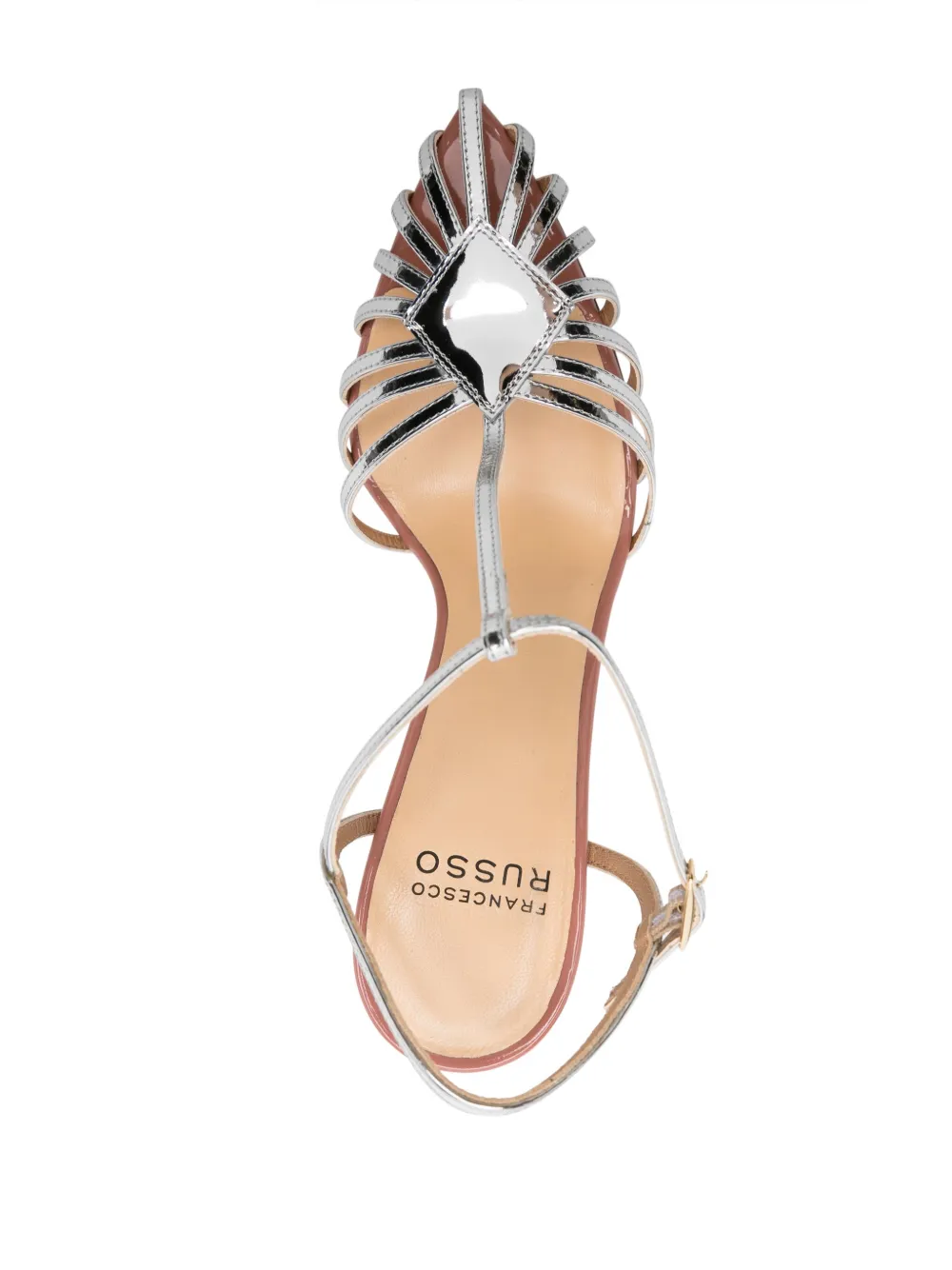 Francesco Russo 105mm Metallic-effect Patent-leather Sandals In Silver