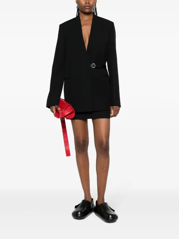 Jil Sander Collarless Belted Blazer | Black | FARFETCH