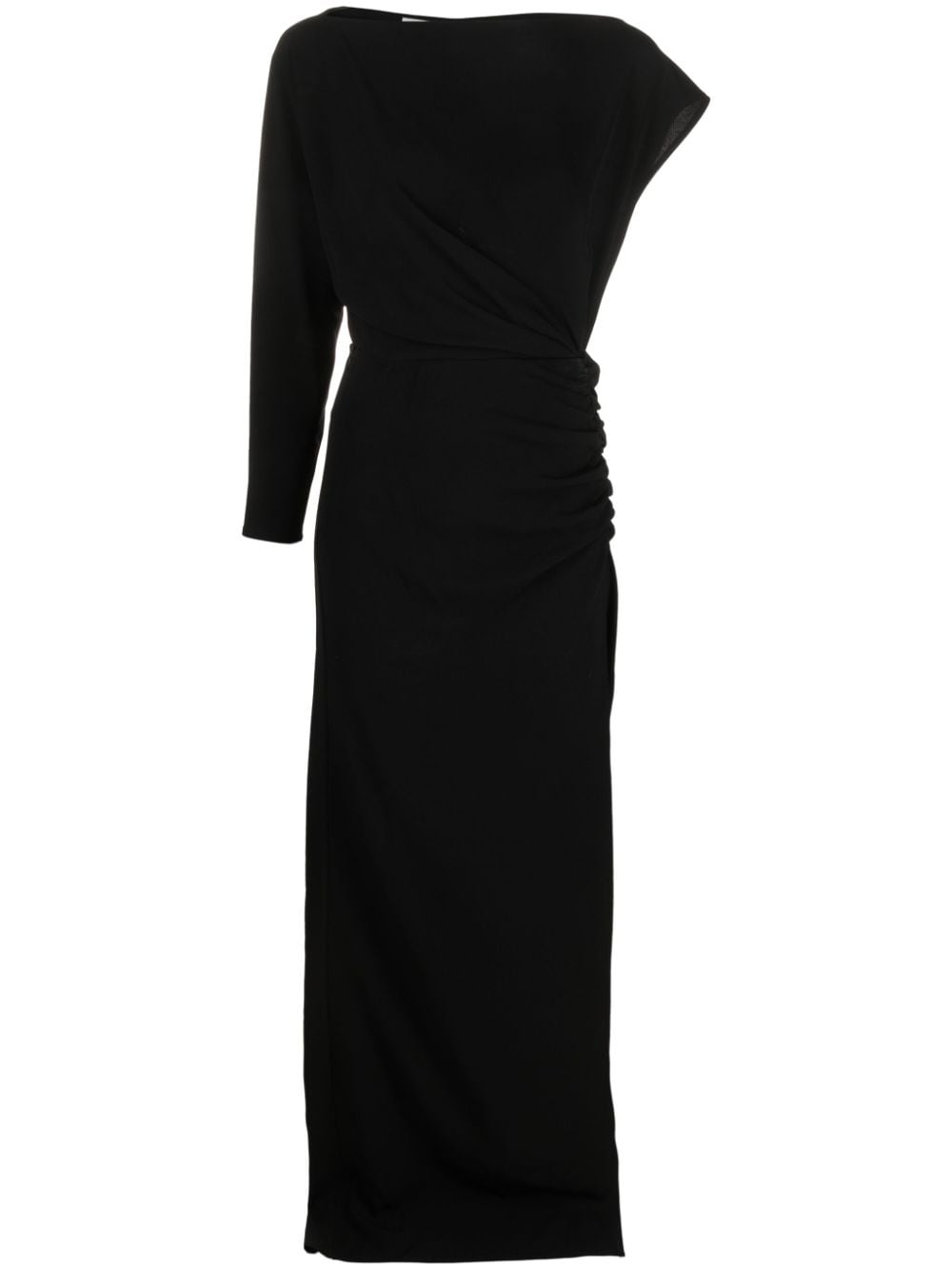 Shop Rev Asymmetric Slit Maxi Dress In Black