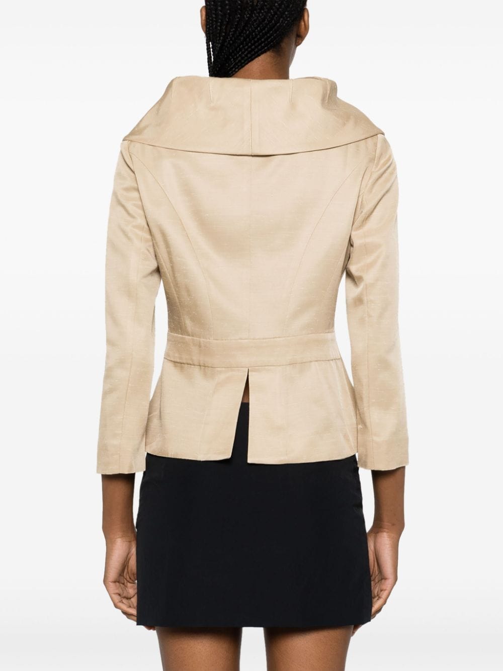 Pre-owned Valentino 1990s Wide-collar Satin Jacket In Neutrals