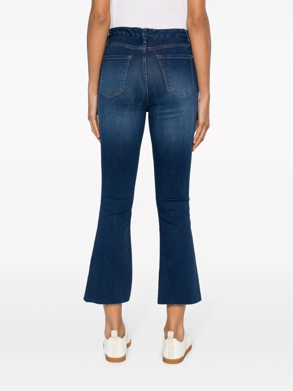 Frame Flared Cropped Jeans In 蓝色